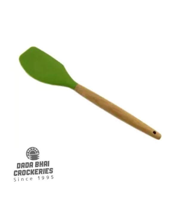 Kitchen-Silicone-Spatula-With-Wooden-Handle-green-Color